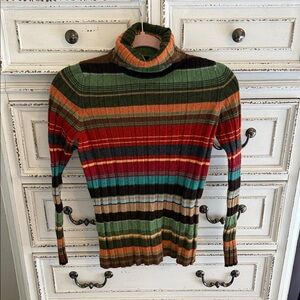Striped Multicolor Turtleneck Sweater - Women's